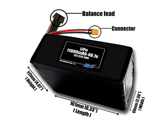 LiPo 11000mAh 13S 48.1v Battery Pack