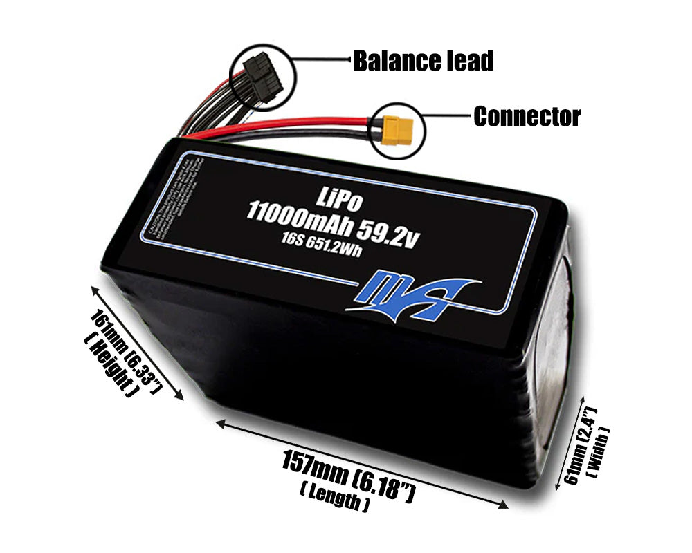 LiPo 11000mAh 16S 59.2v Battery Pack