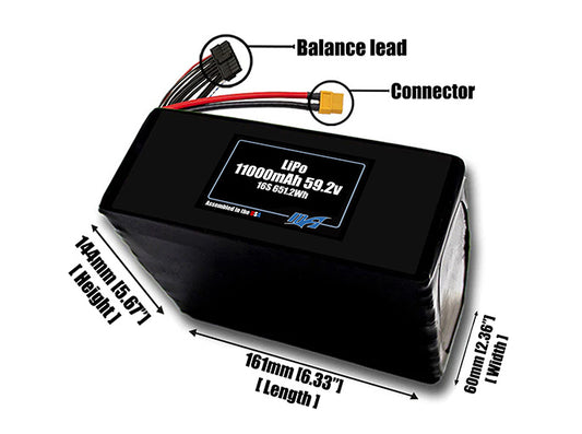 LiPo 11000mAh 16S 59.2v Battery Pack
