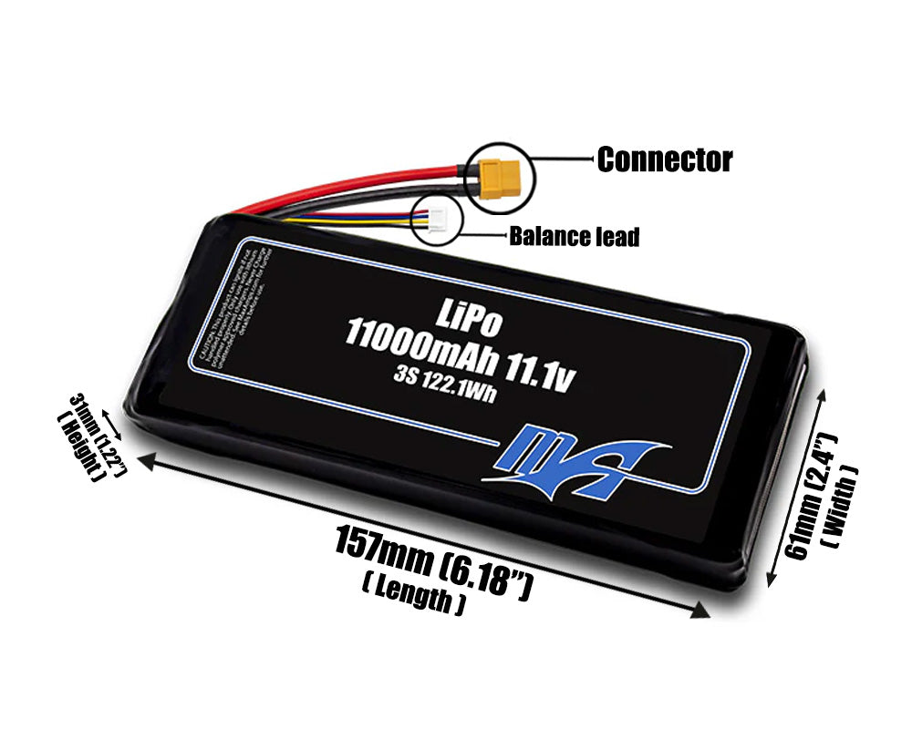 LiPo 11000mAh 3S 11.1v Battery Pack