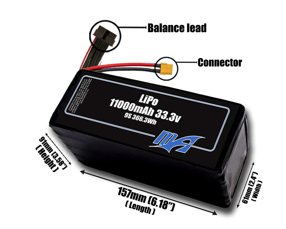 LiPo 11000mAh 9S 33.3v Battery Pack