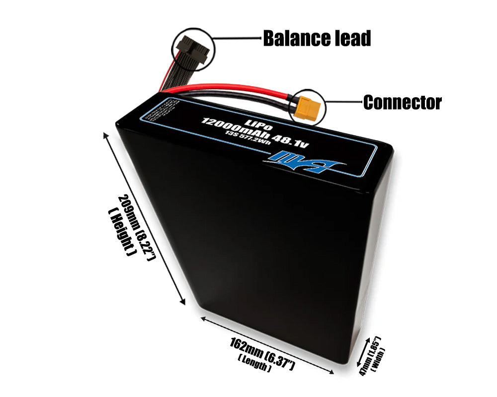 LiPo 12000mAh 13S2P 48.1v Battery Pack