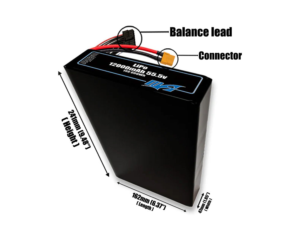 LiPo 12000mAh 15S2P 55.5v Battery Pack