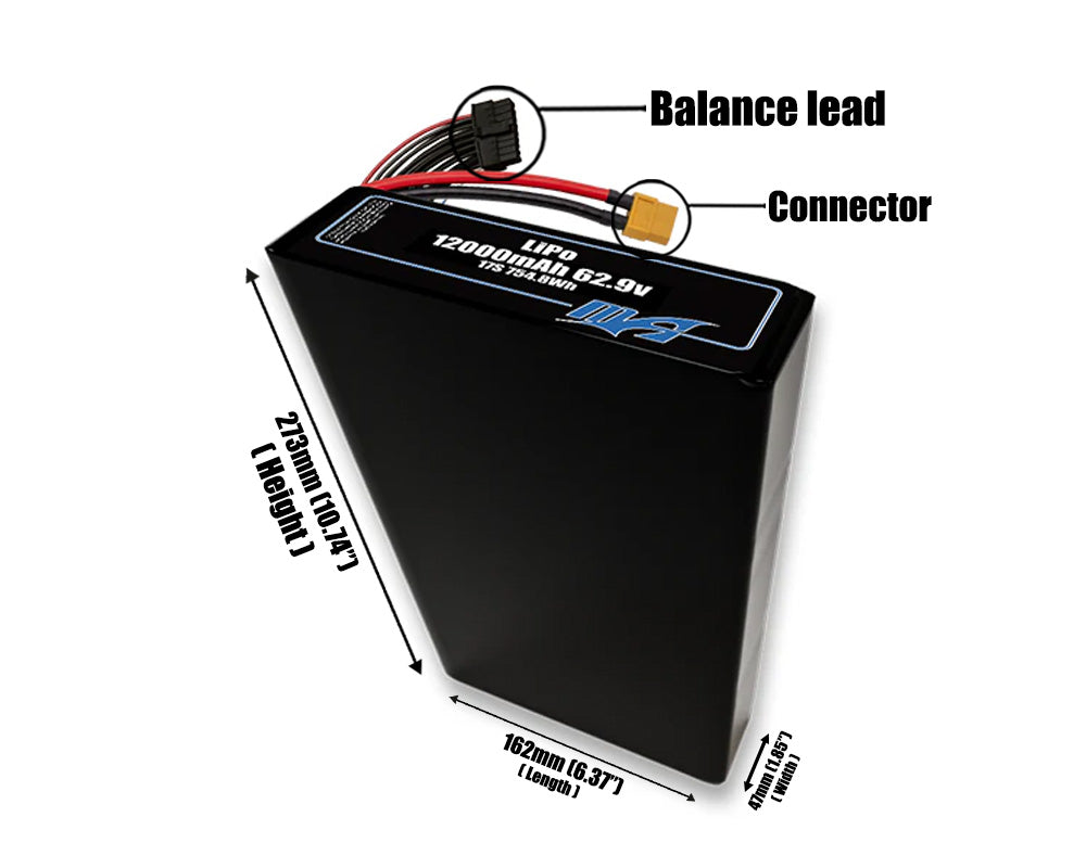 LiPo 12000mAh 17S2P 62.9v Battery Pack