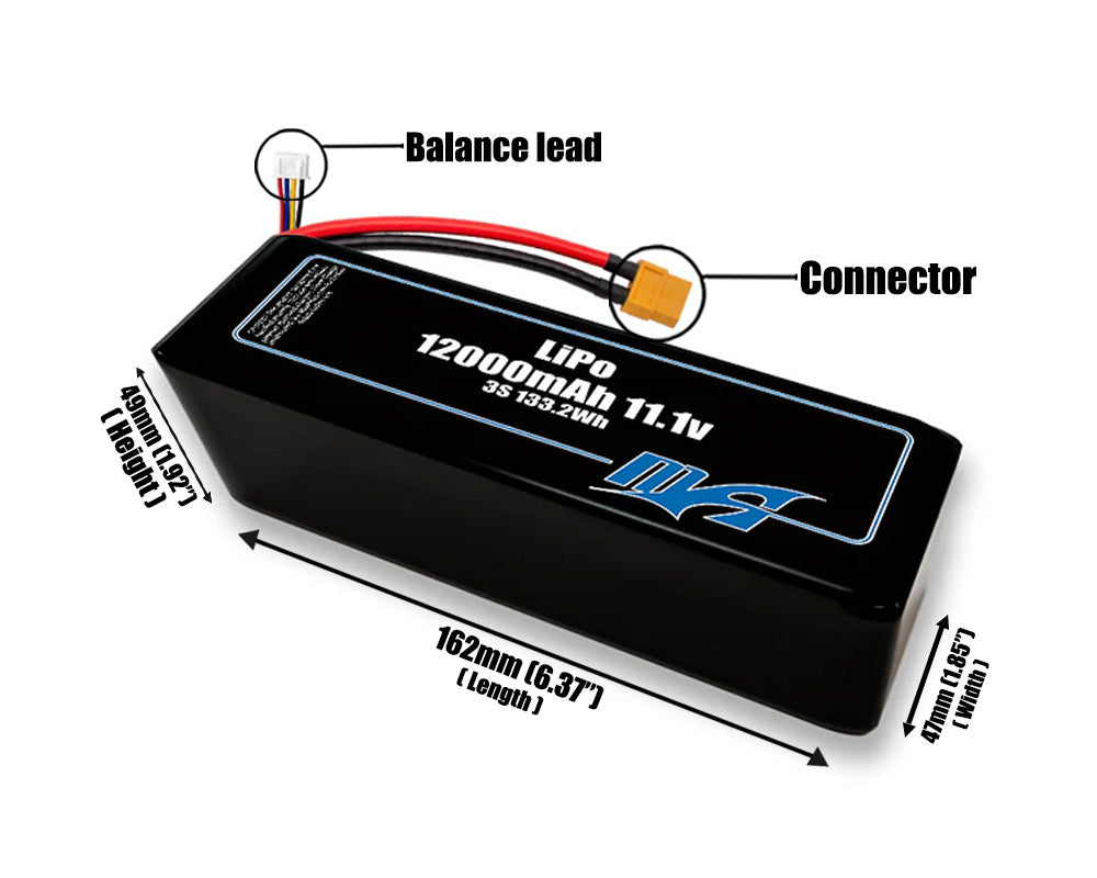 LiPo 12000mAh 3S2P 11.1v Battery Pack