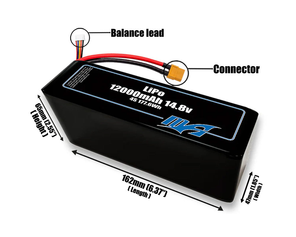 LiPo 12000mAh 4S2P 14.8v Battery Pack