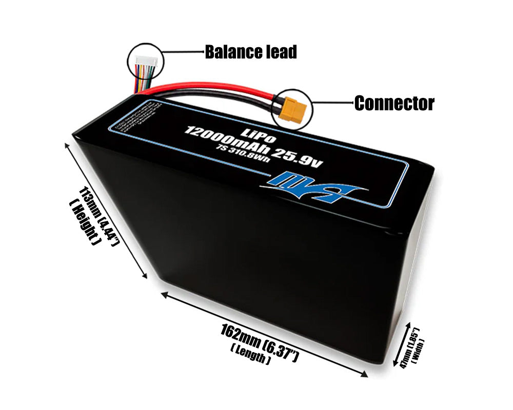 LiPo 12000mAh 7S2P 25.9v Battery Pack