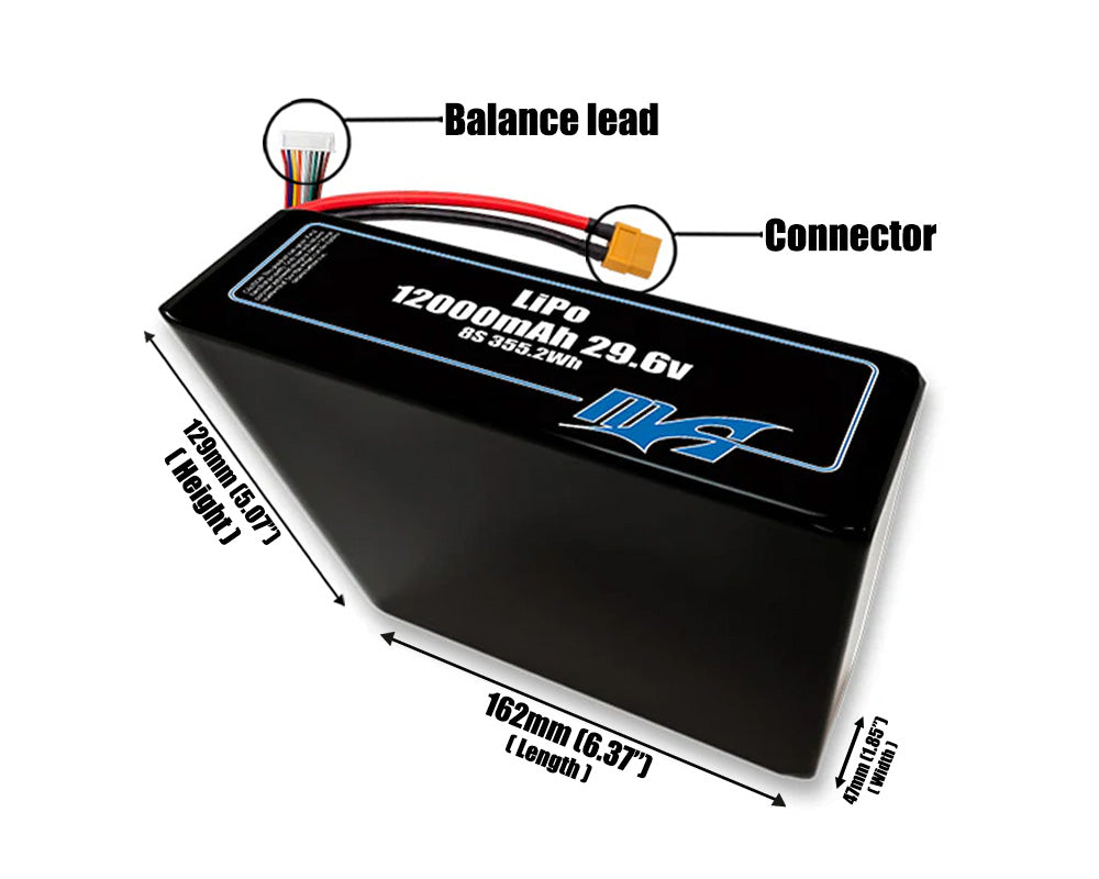 LiPo 12000mAh 8S2P 29.6v Battery Pack