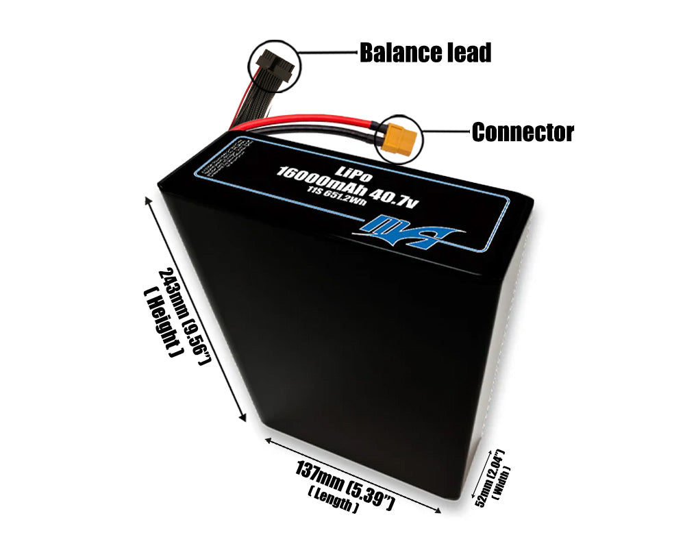 LiPo 16000mAh 11S2P 40.7v Battery Pack