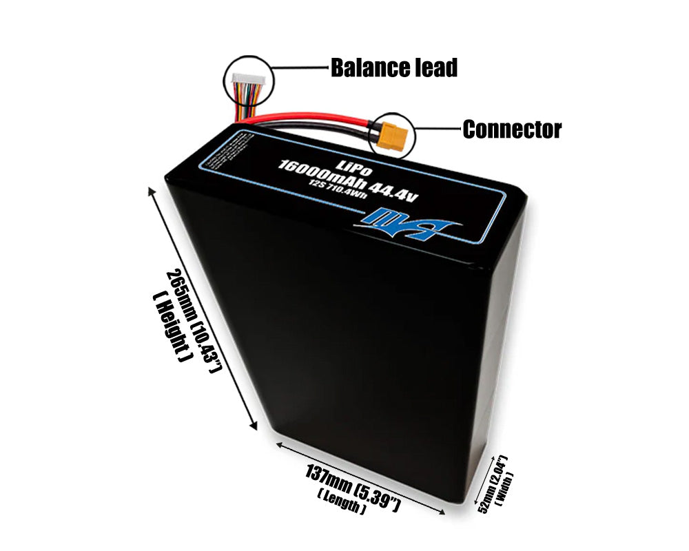 LiPo 16000mAh 12S2P 44.4v Battery Pack