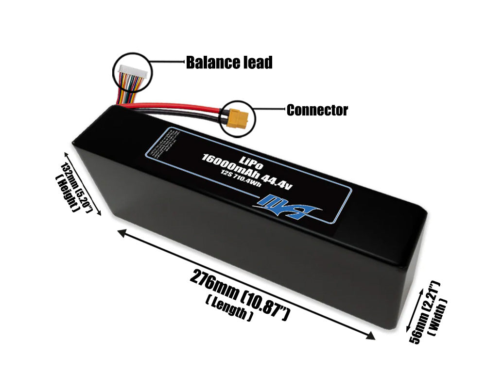 LiPo 16000mAh 12S2P 44.4v ETE Battery Pack