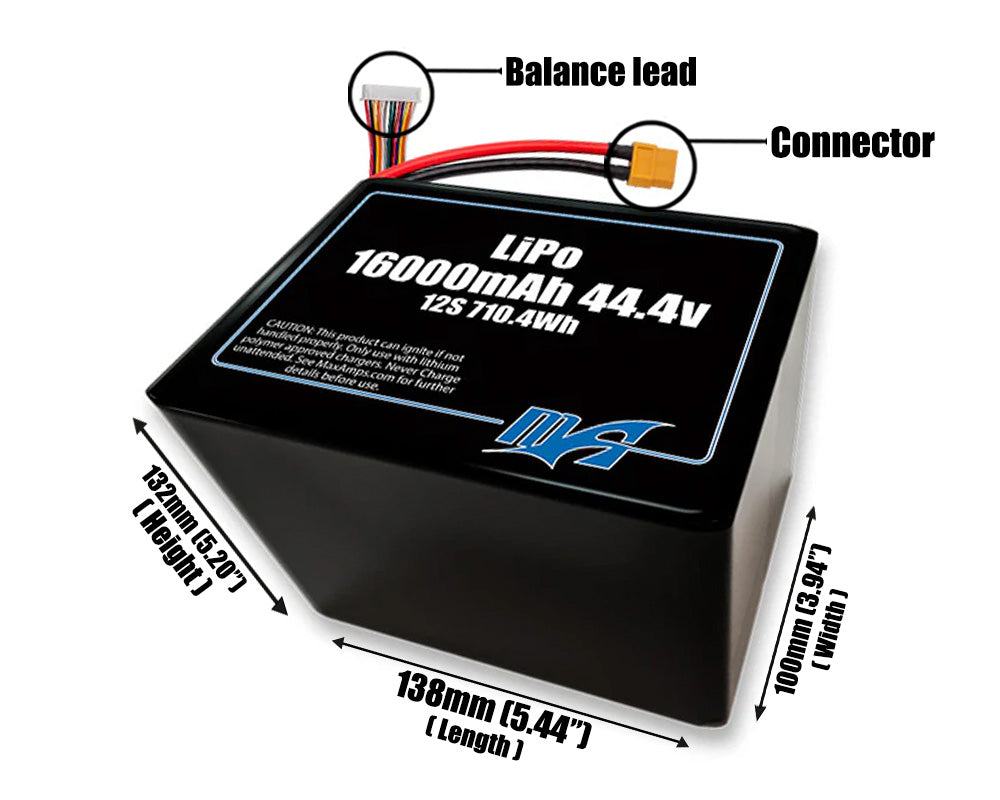 LiPo 16000mAh 12S2P 44.4v SBS Battery Pack