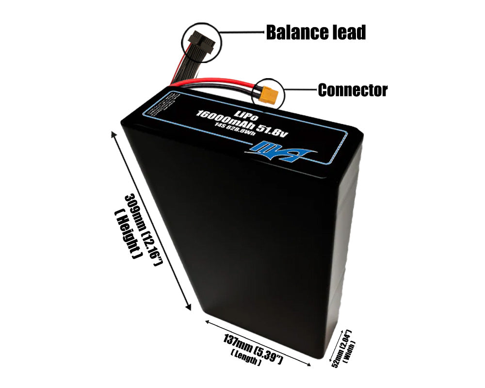 LiPo 16000mAh 14S2P 51.8v Battery Pack