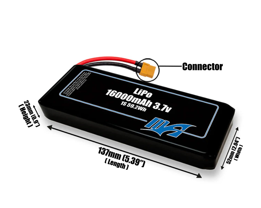 LiPo 16000mAh 1S2P 3.7v Battery Pack