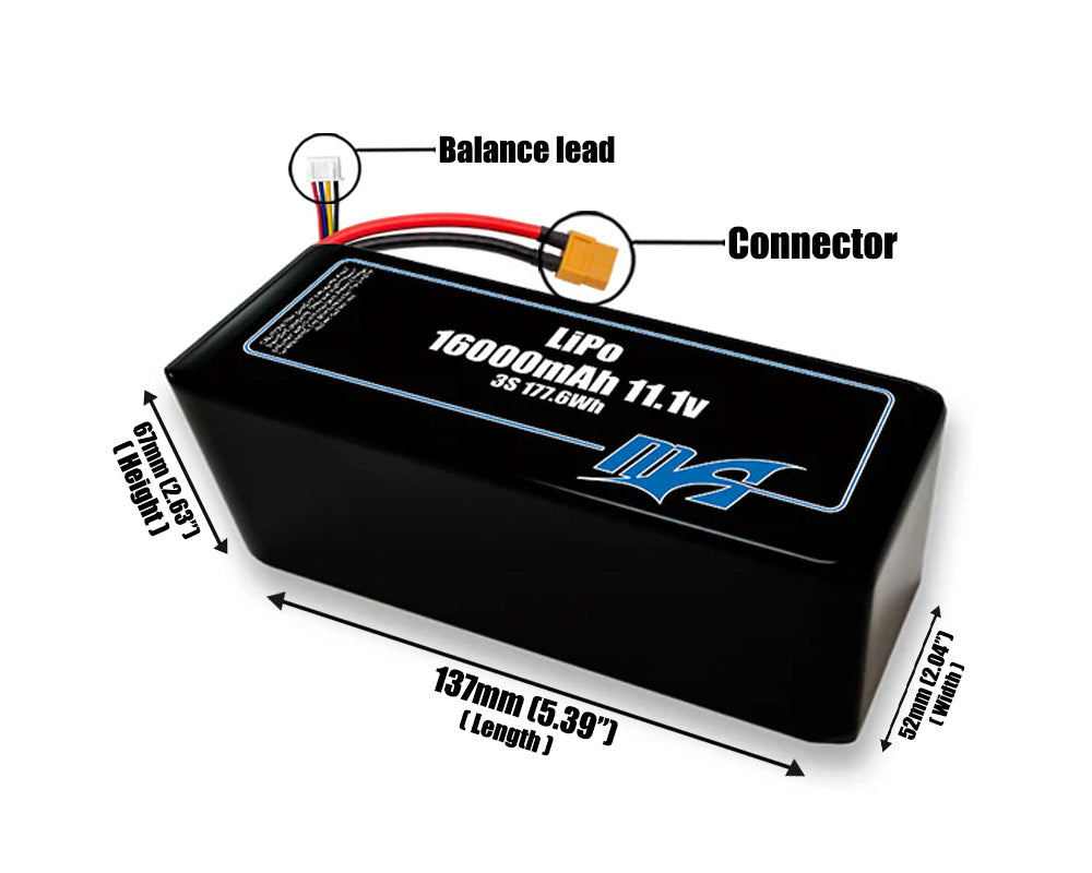 LiPo 16000mAh 3S2P 11.1v Battery Pack