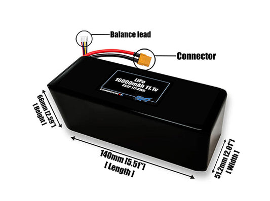 LiPo 16000mAh 3S2P 11.1v Battery Pack
