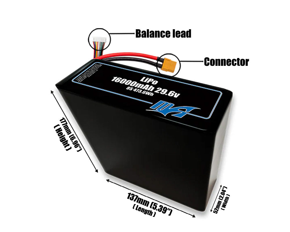 LiPo 16000mAh 8S2P 29.6v Battery Pack