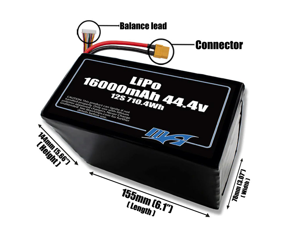 LiPo 16000 Lite 12S 44.4v Battery Pack