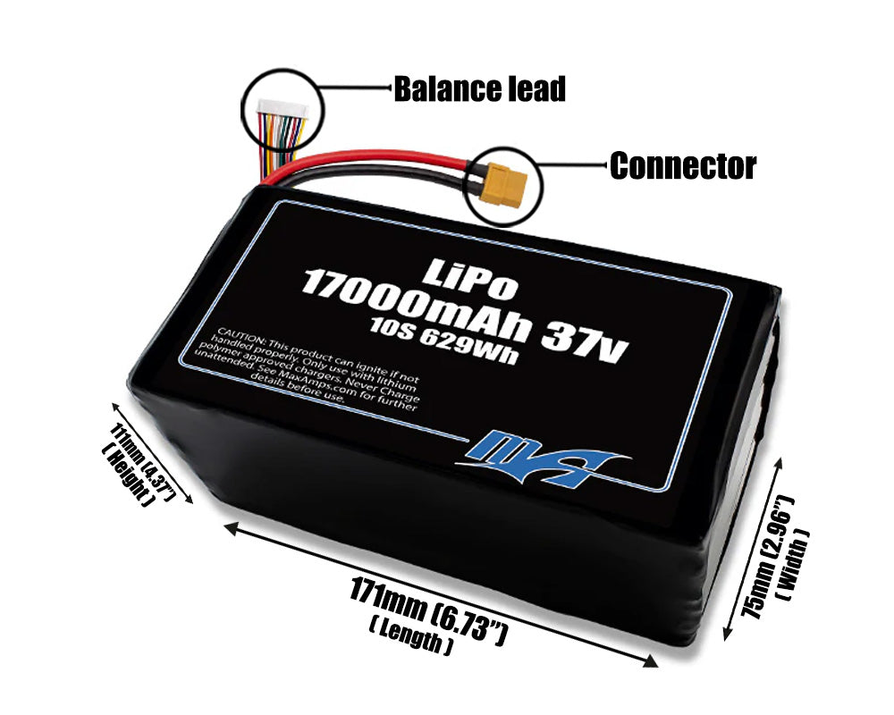 LiPo 17000mAh 10S 37v Battery Pack