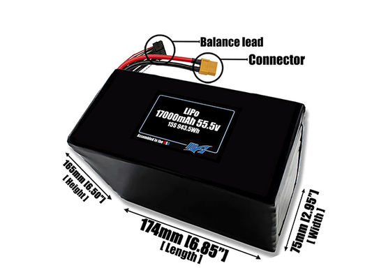 LiPo 17000mAh 15S 55.5v Battery Pack