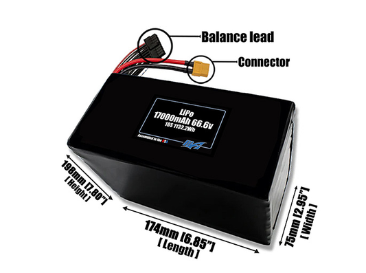 LiPo 17000mAh 18S 66.6v Battery Pack