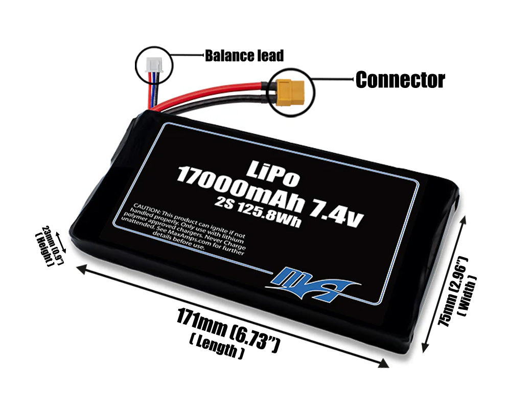 LiPo 17000mAh 2S 7.4v Battery Pack