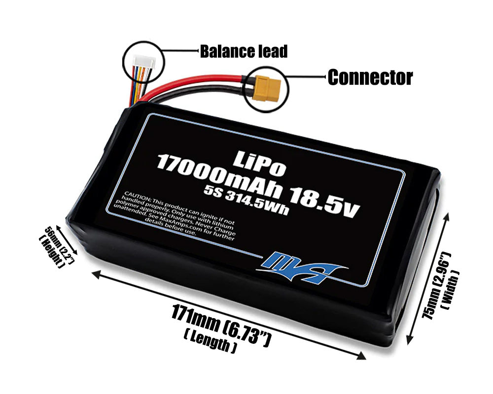 LiPo 17000mAh 5S 18.5v Battery Pack