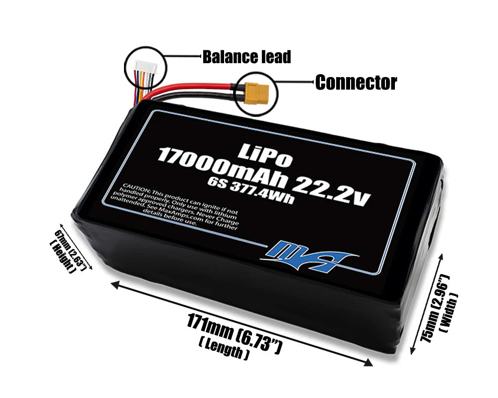 LiPo 17000mAh 6S 22.2v Battery Pack