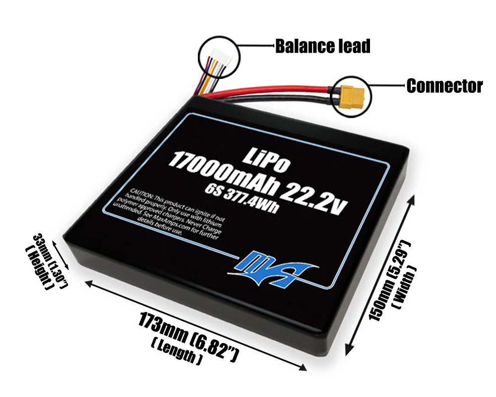 LiPo 17000mAh 6S 22.2v SBS Battery Pack