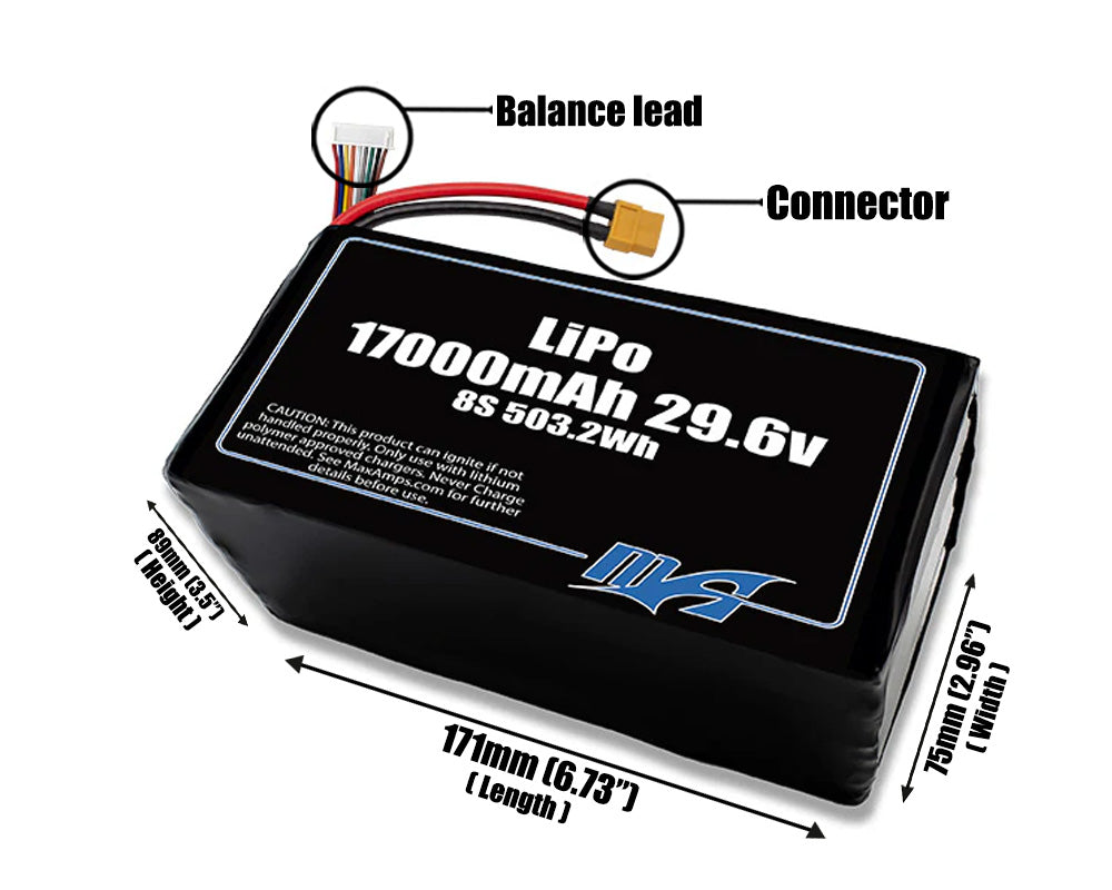 LiPo 17000mAh 8S 29.6v Battery Pack