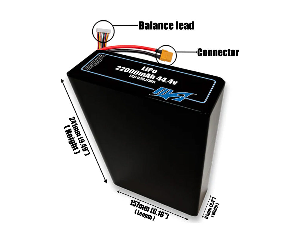 LiPo 22000mAh 12S2P 44.4v Battery Pack