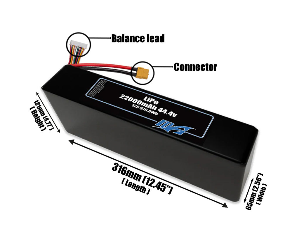 LiPo 22000mAh 12S2P 44.4v ETE Battery Pack