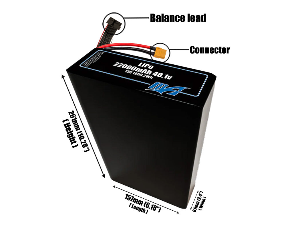 LiPo 22000mAh 13S2P 48.1v Battery Pack