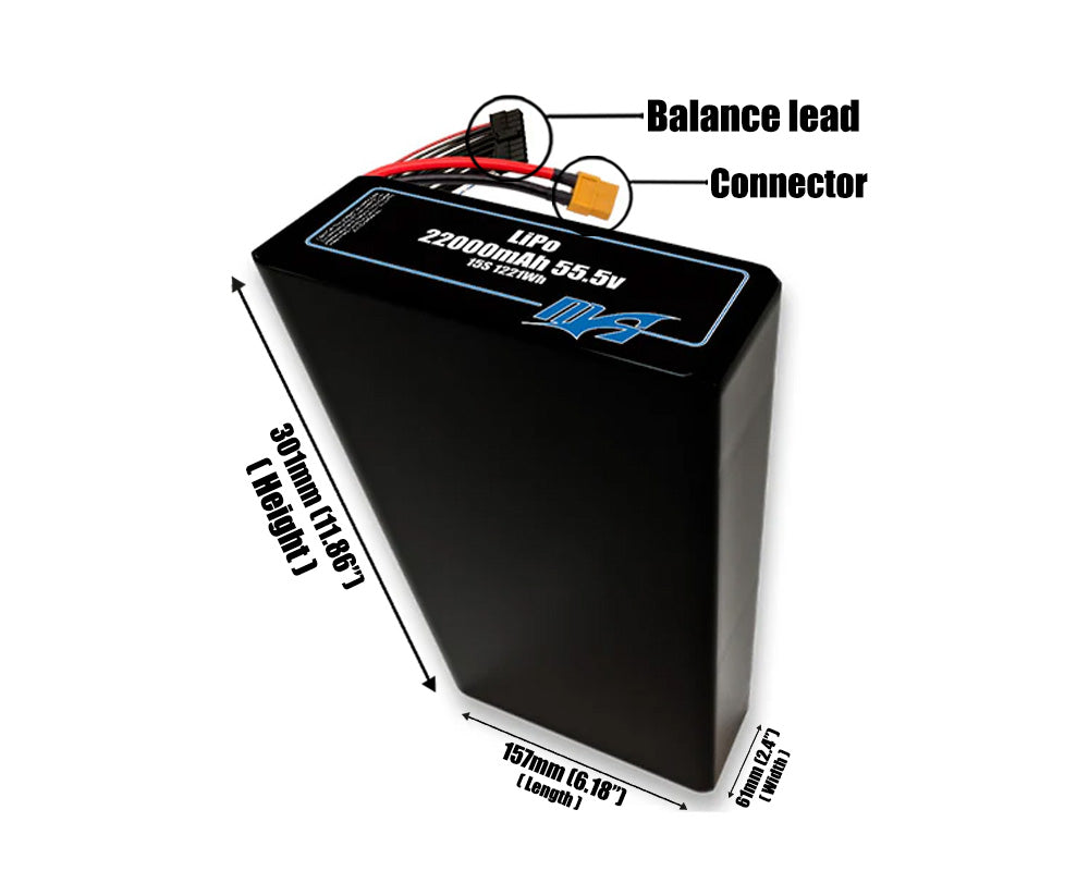 LiPo 22000mAh 15S2P 55.5v Battery Pack