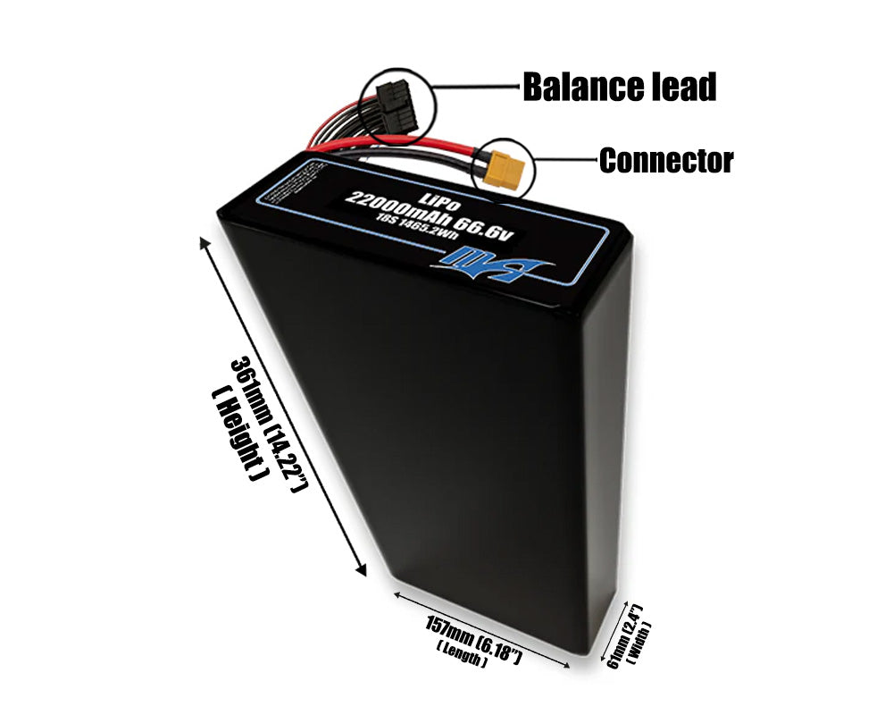 LiPo 22000mAh 18S2P 66.6v Battery Pack