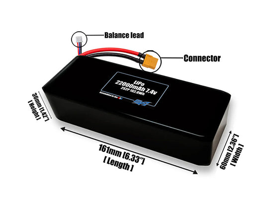LiPo 22000mAh 2S2P 7.4v Battery Pack