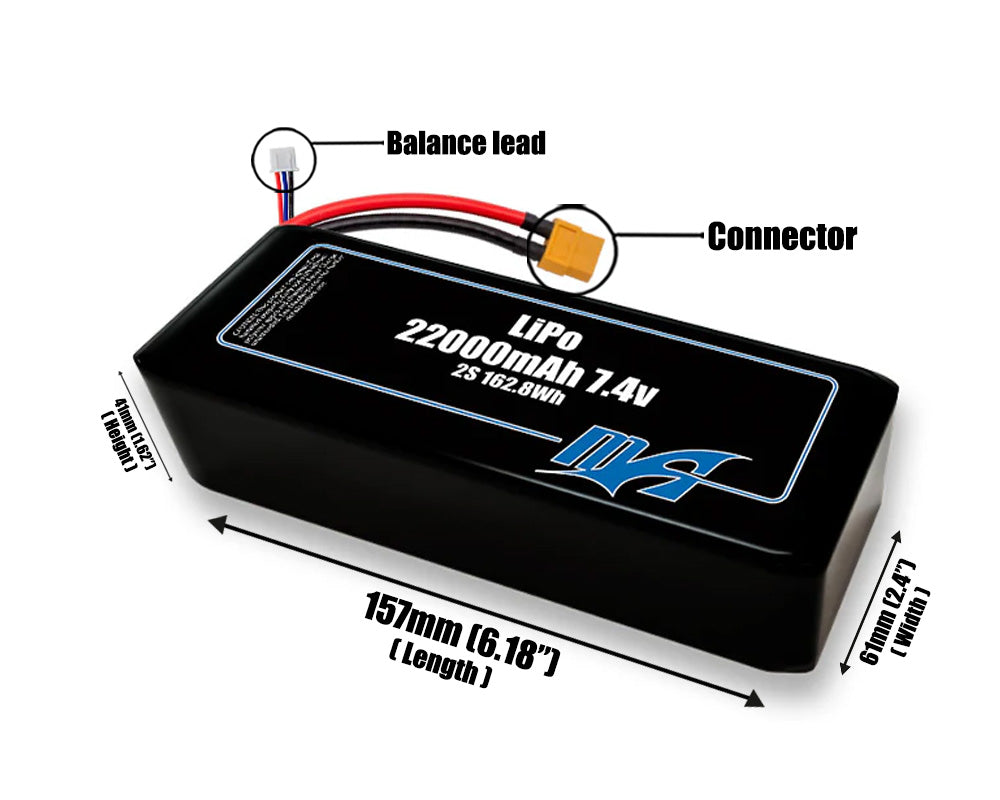 LiPo 22000mAh 2S2P 7.4v Battery Pack