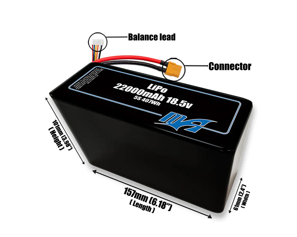 LiPo 22000mAh 5S2P 18.5v Battery Pack