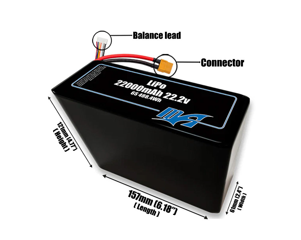 LiPo 22000mAh 6S2P 22.2v Battery Pack