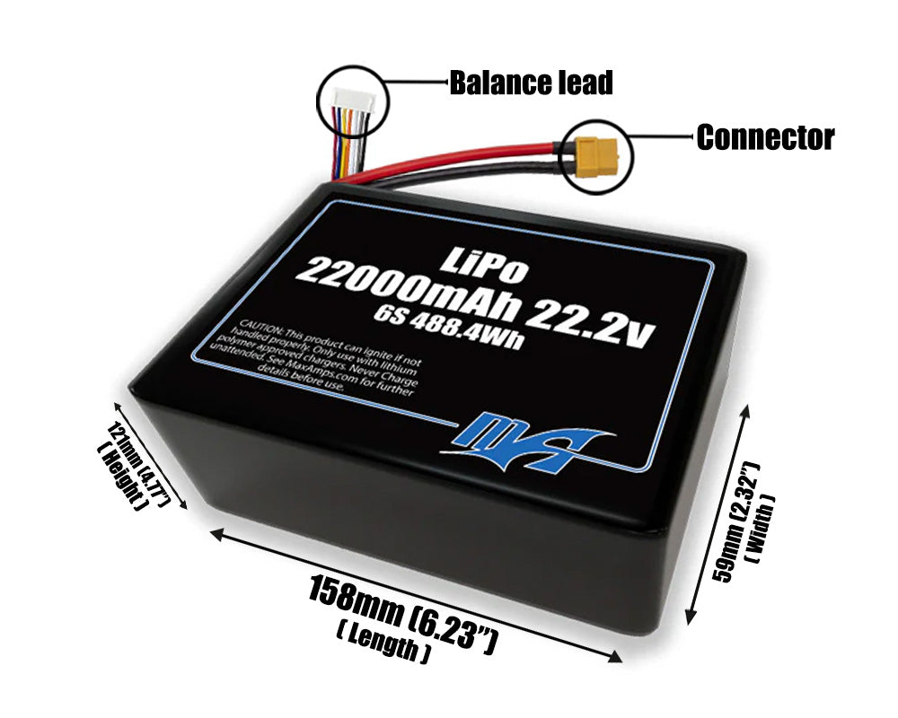 LiPo 22000mAh 6S2P 22.2v SBS Battery Pack