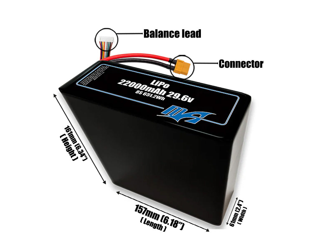 LiPo 22000mAh 8S2P 29.6v Battery Pack