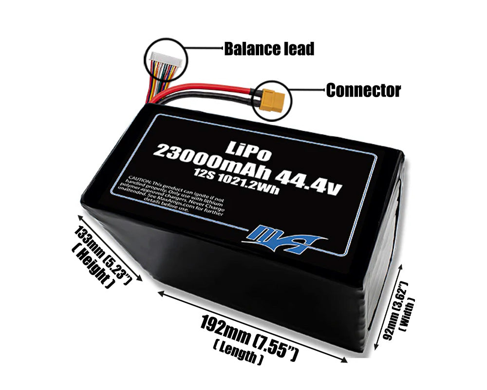 LiPo 23000mAh 12S 44.4v Battery Pack