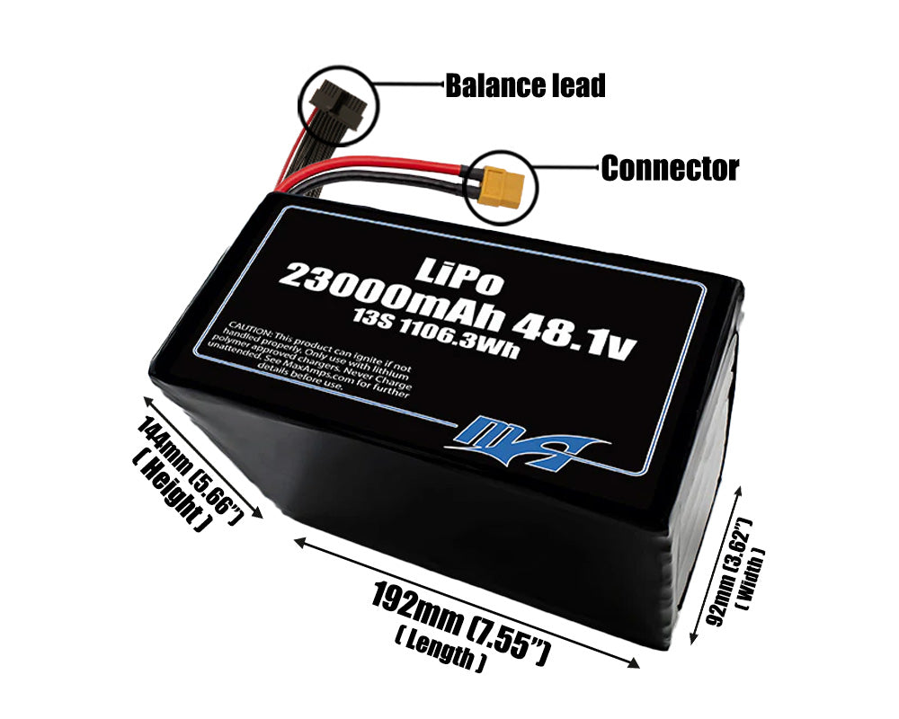 LiPo 23000mAh 13S 48.1v Battery Pack