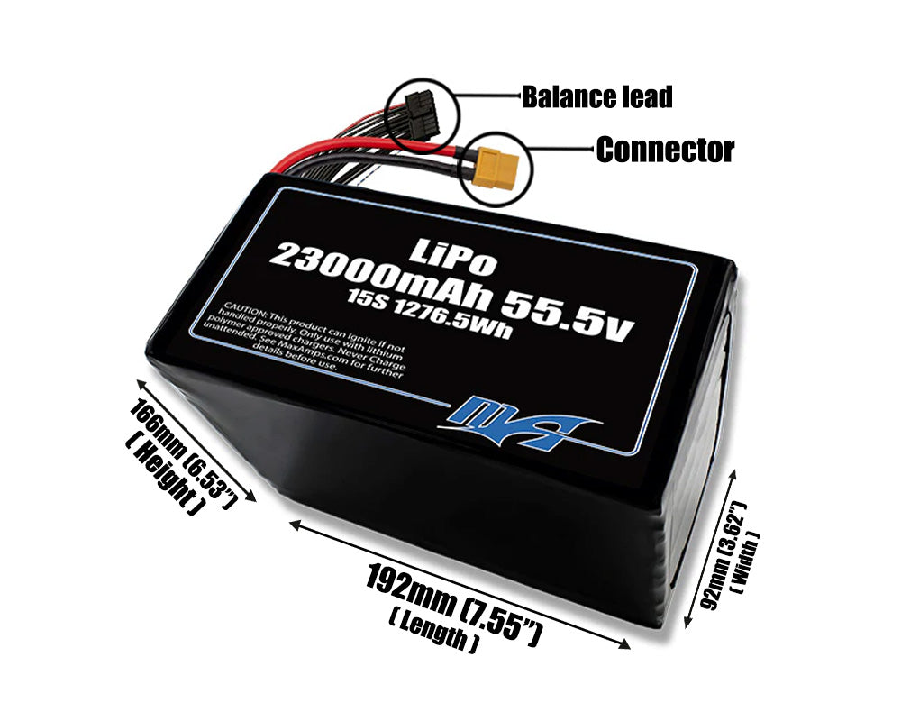 LiPo 23000mAh 15S 55.5v Battery Pack