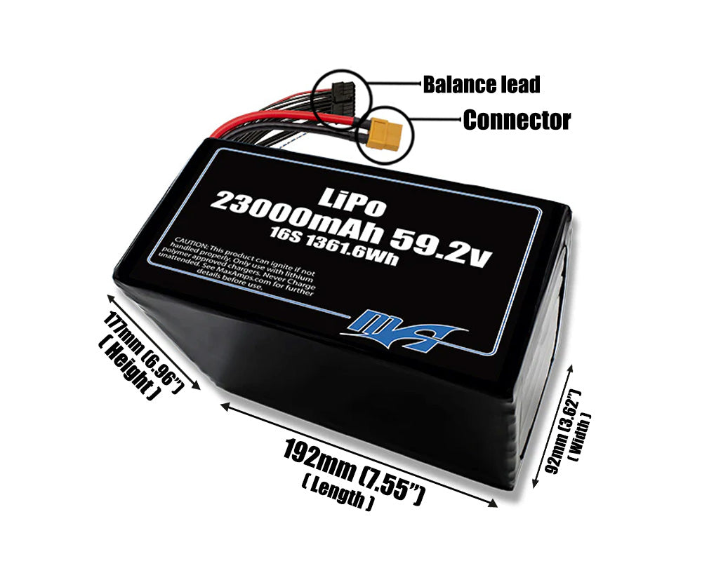 LiPo 23000mAh 16S 59.2v Battery Pack