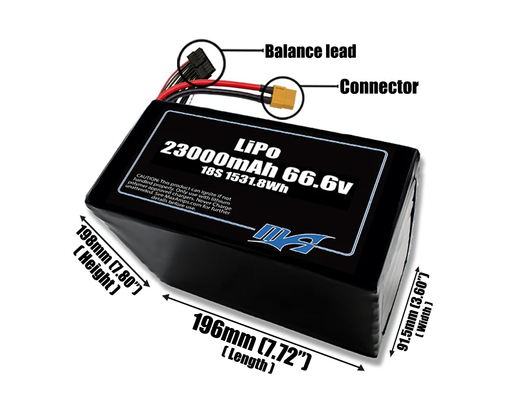 LiPo 23000mAh 18S 66.6v Battery Pack