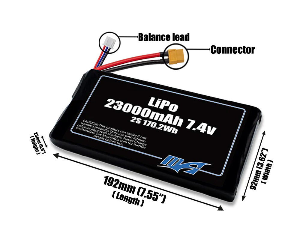 LiPo 23000mAh 2S 7.4v Battery Pack