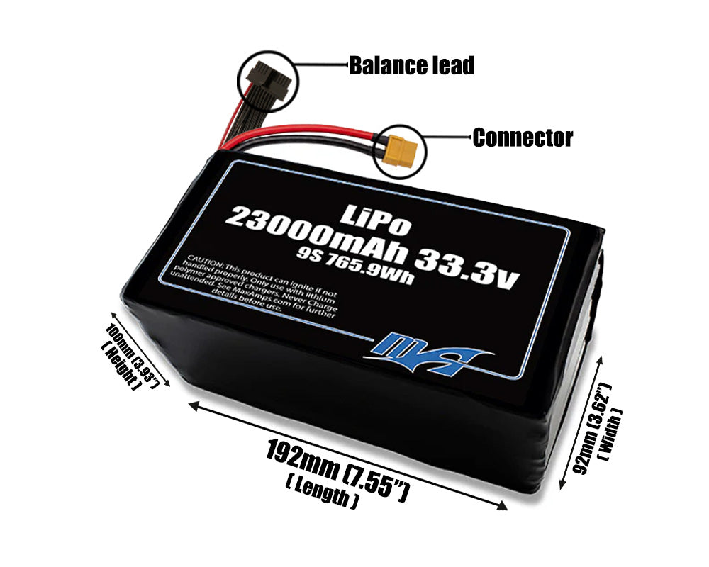 LiPo 23000mAh 9S 33.3v Battery Pack