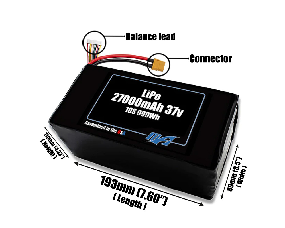 LiPo 27000mAh 10S 37v Battery Pack