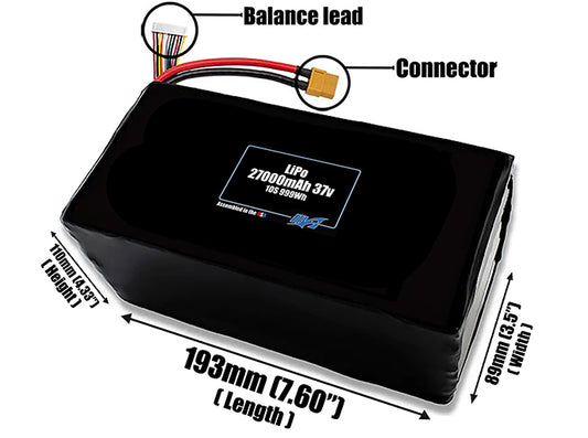 LiPo 27000mAh 10S 37v Battery Pack